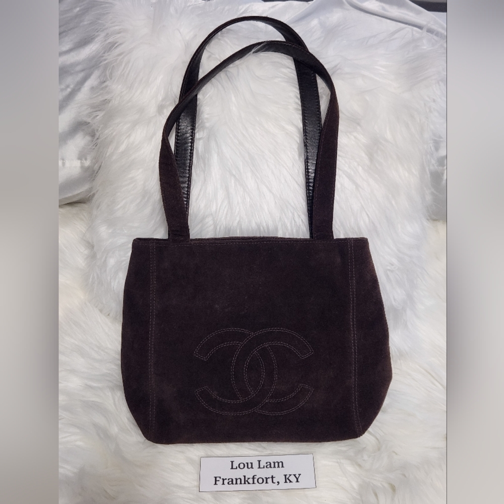 Chanel Vintage 90s Brown Seude Shoulder Bag